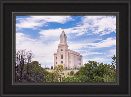 Cedar City Utah Temple - Cloudy Blue Sky Landscape by Lance Bertola