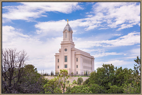 Cedar City Utah Temple - Cloudy Blue Sky Landscape by Lance Bertola