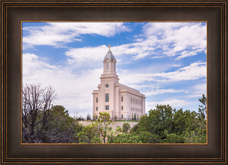 Cedar City Utah Temple - Cloudy Blue Sky Landscape by Lance Bertola