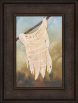 Title of liberty flag from the book of mormon with the Family Proclamation on it. Art 10