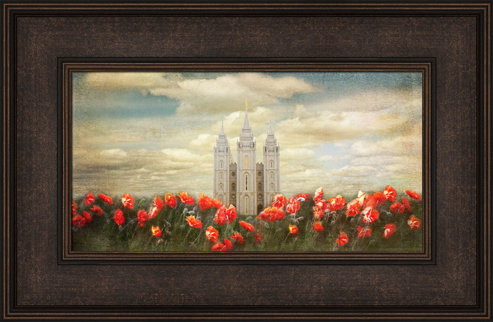 Salt Lake Temple - Joyful Day Panorama by Mandy Jane Williams