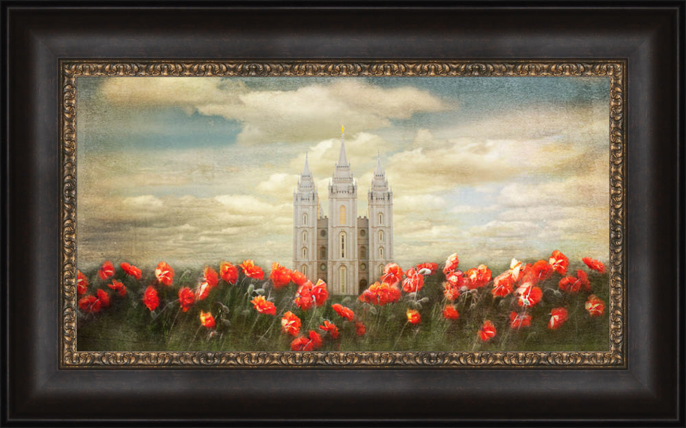 Salt Lake Temple - Joyful Day Panorama by Mandy Jane Williams