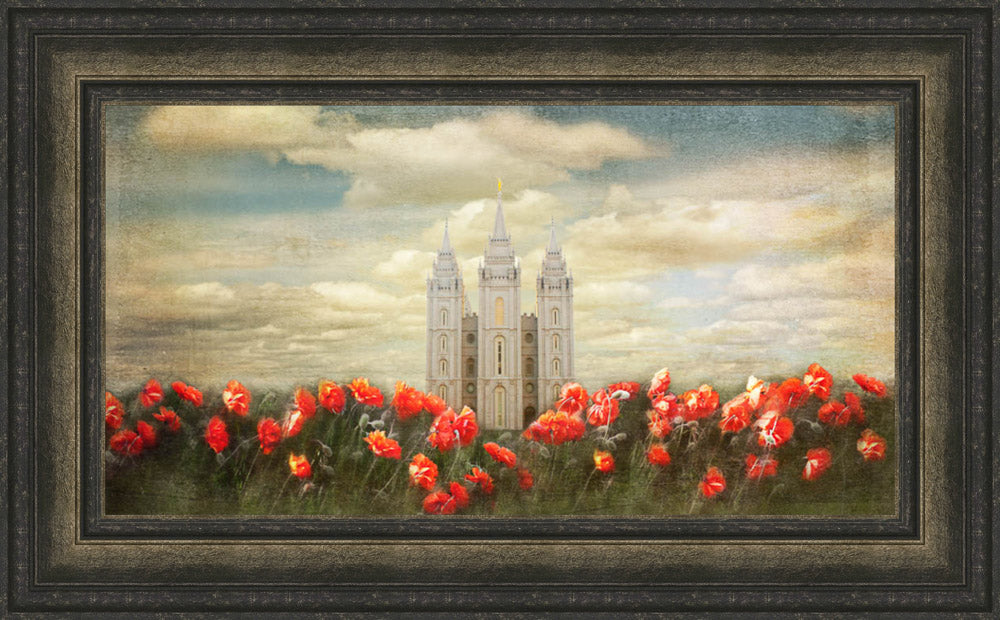 Salt Lake Temple - Joyful Day Panorama by Mandy Jane Williams