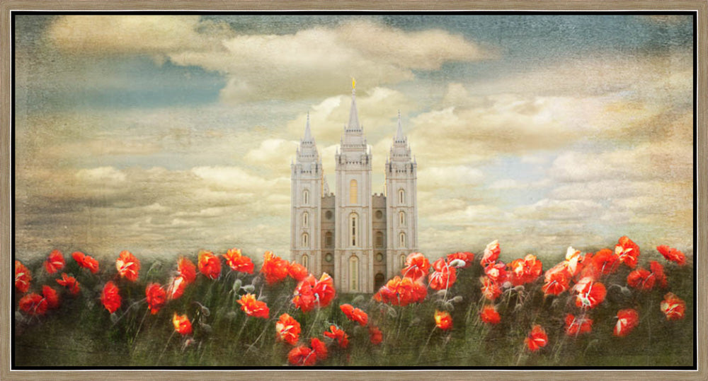 Salt Lake Temple - Joyful Day Panorama by Mandy Jane Williams