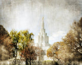 Idaho Falls Idaho Temple with trees. 