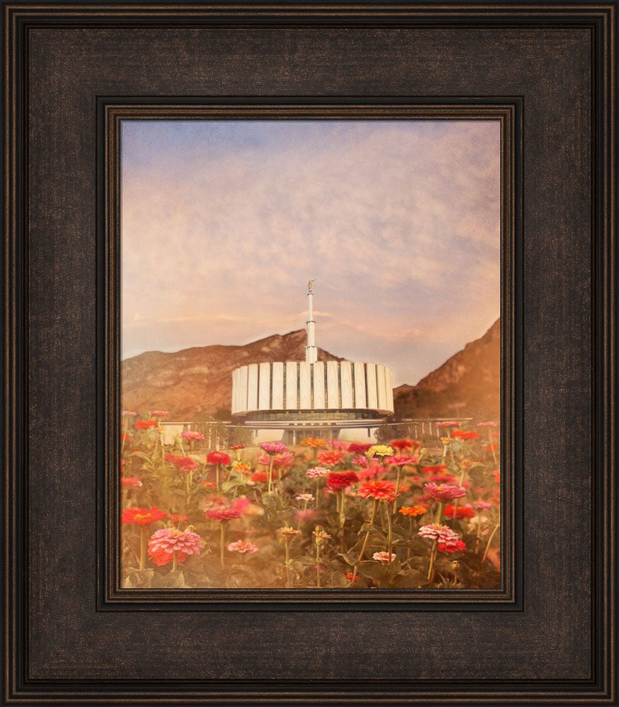 Provo Utah Temple - Flowers by Mandy Jane Williams