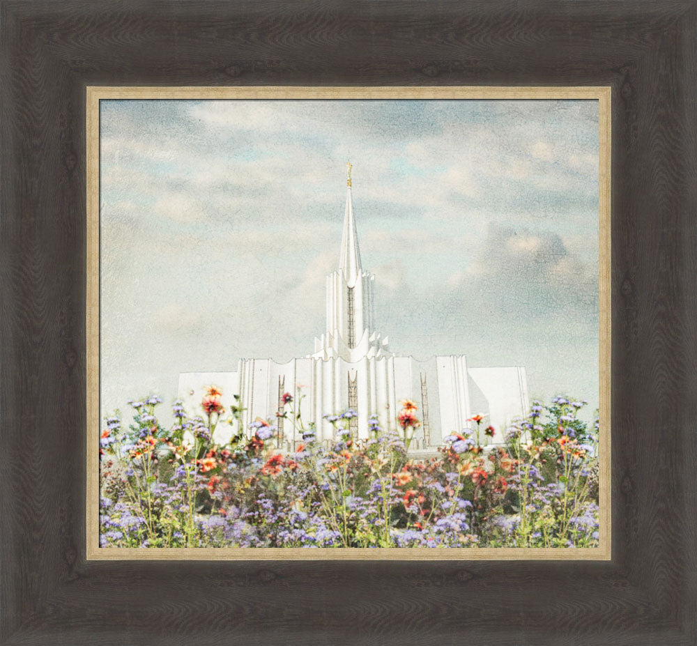 Jordan River Temple - Floral Pastel by Mandy Jane Williams