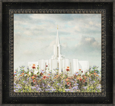 Jordan River Temple - Floral Pastel by Mandy Jane Williams