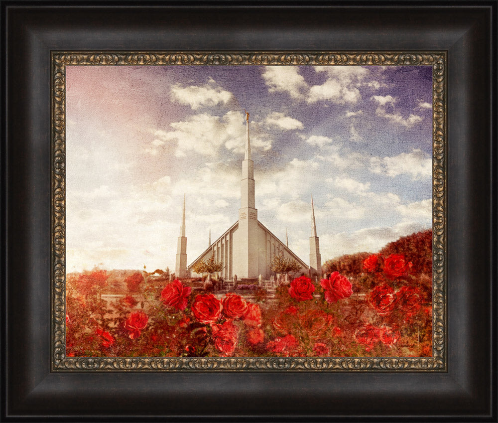 Boise Temple - Red Roses by Mandy Jane Williams