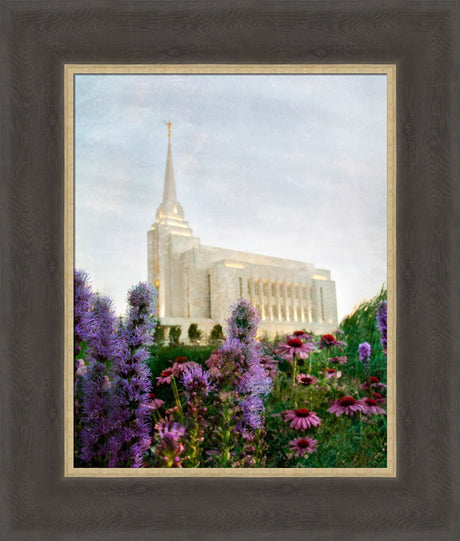 Rexburg Temple: Summer Flowers by Mandy Jane Williams