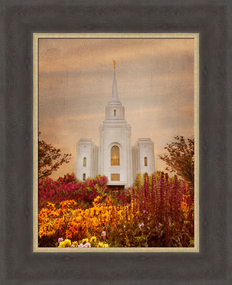 Brigham City Temple - Fall Flowers by Mandy Jane Williams