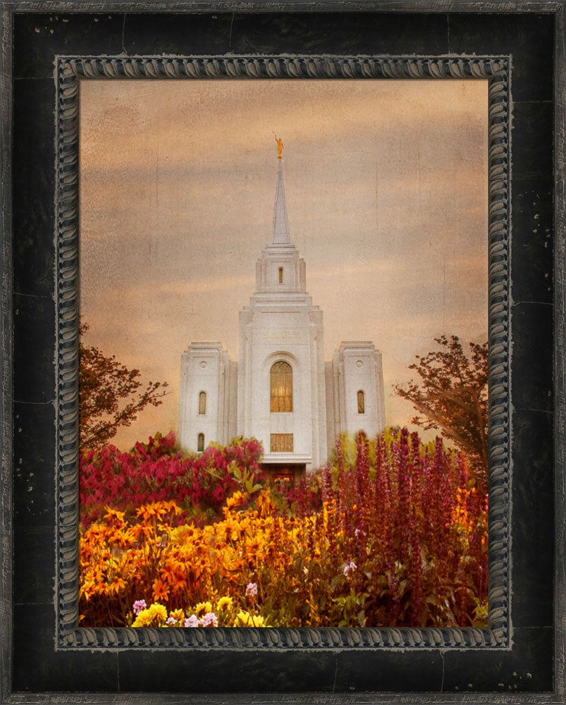 Brigham City Temple - Fall Flowers by Mandy Jane Williams