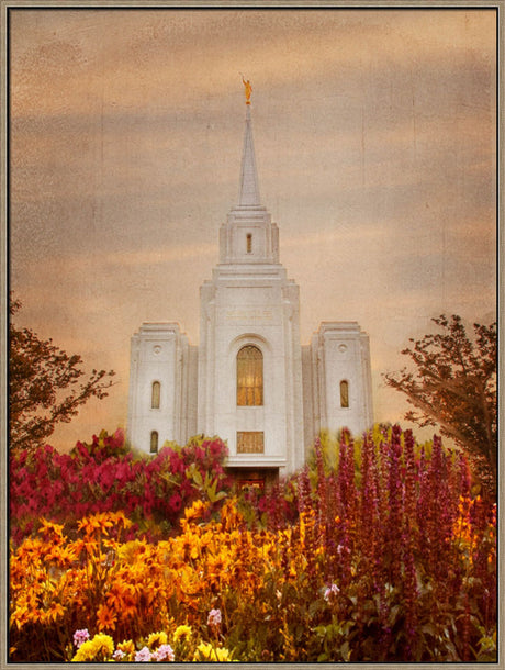 Brigham City Temple - Fall Flowers by Mandy Jane Williams