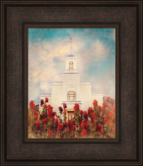 Star Valley Wyoming Temple with Indian Paintbrush by Mandy Jane Williams