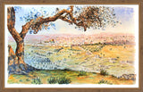 Old Jerusalem 16x23 framed giclee canvas light brown frame