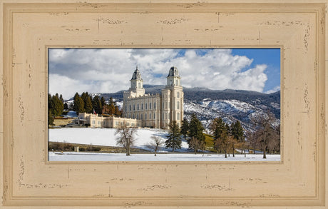 Manti Temple - Snow Panoramic by Robert A Boyd