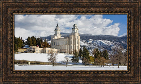 Manti Temple - Snow Panoramic by Robert A Boyd