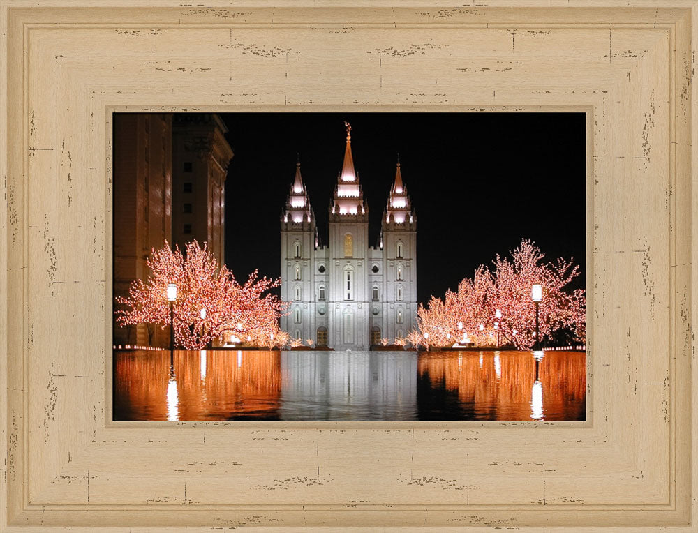 Salt Lake Temple - Christmas Reflections by Robert A Boyd