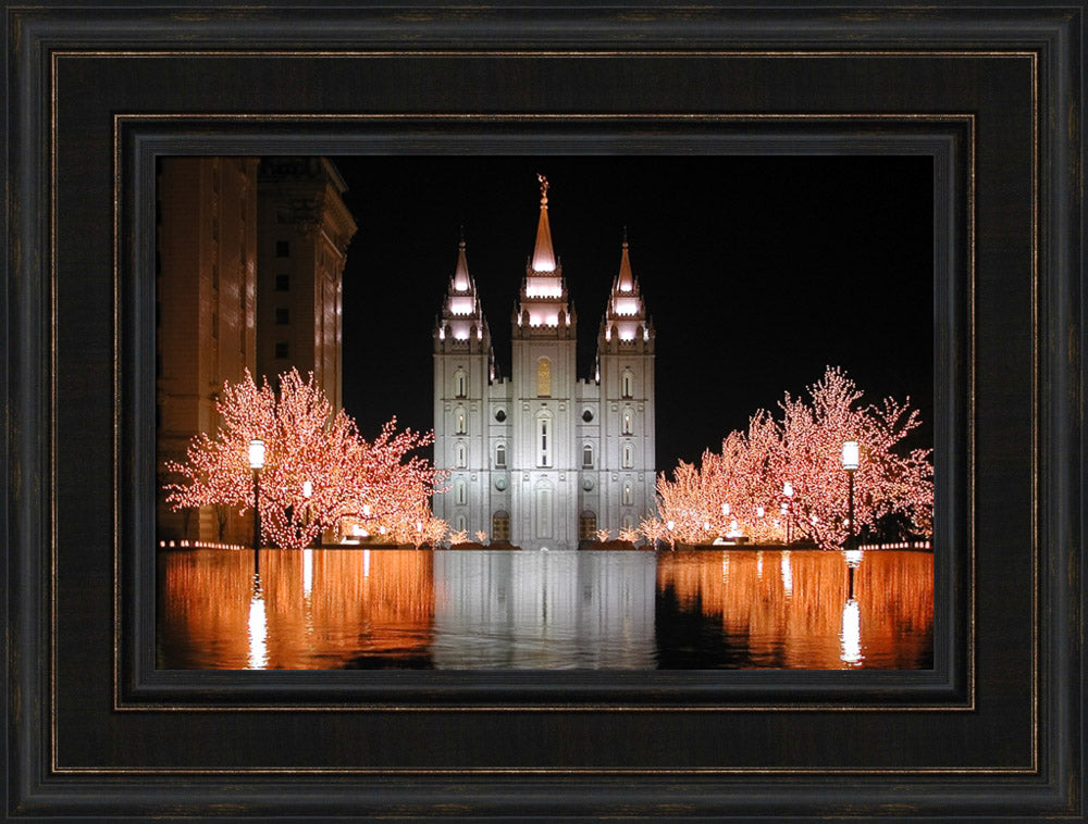 Salt Lake Temple - Christmas Reflections by Robert A Boyd