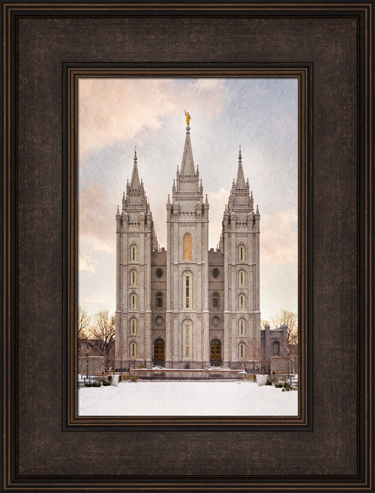 Salt Lake Temple - Textured Snow by Robert A Boyd