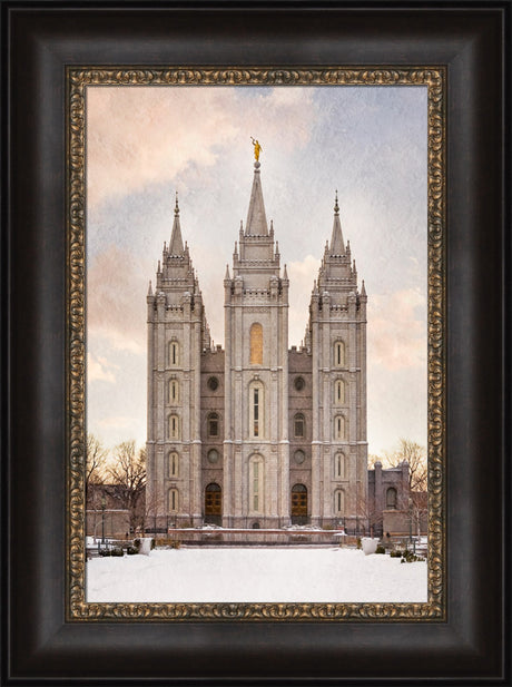 Salt Lake Temple - Textured Snow by Robert A Boyd