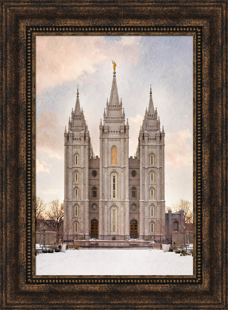 Salt Lake Temple - Textured Snow by Robert A Boyd