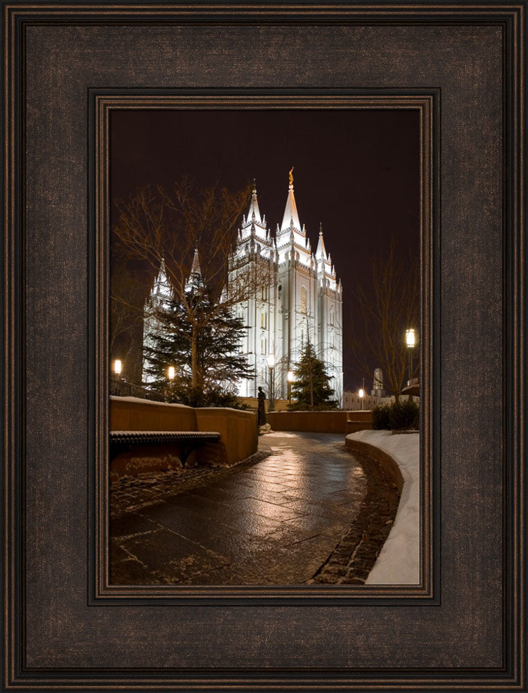 Salt Lake Temple - Snow Path by Robert A Boyd