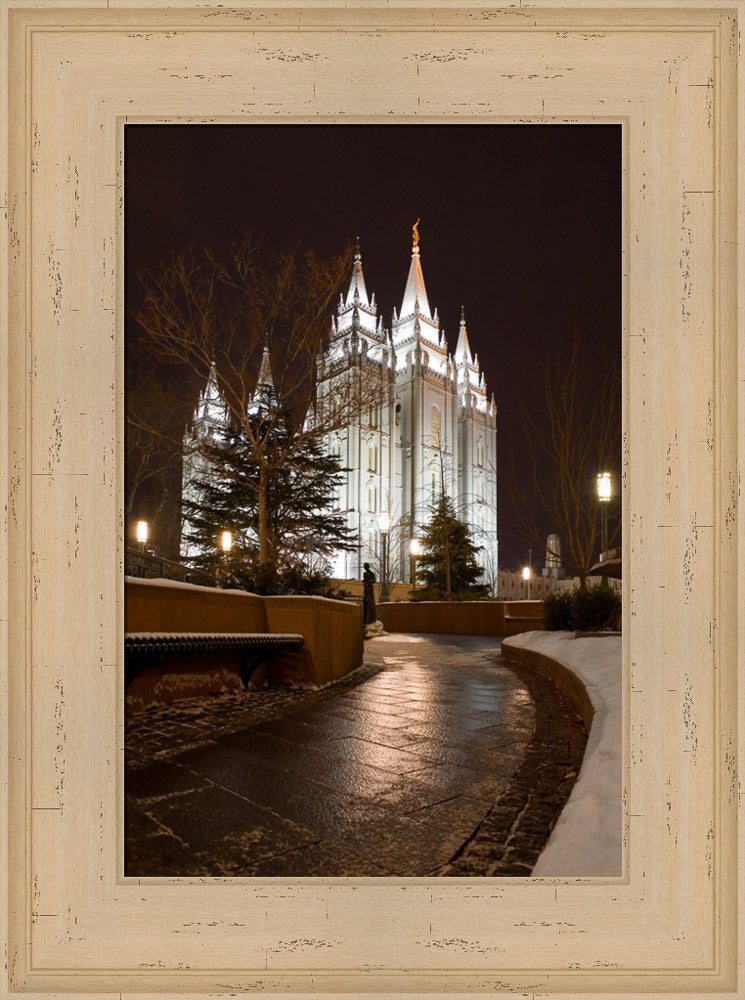 Salt Lake Temple - Snow Path by Robert A Boyd