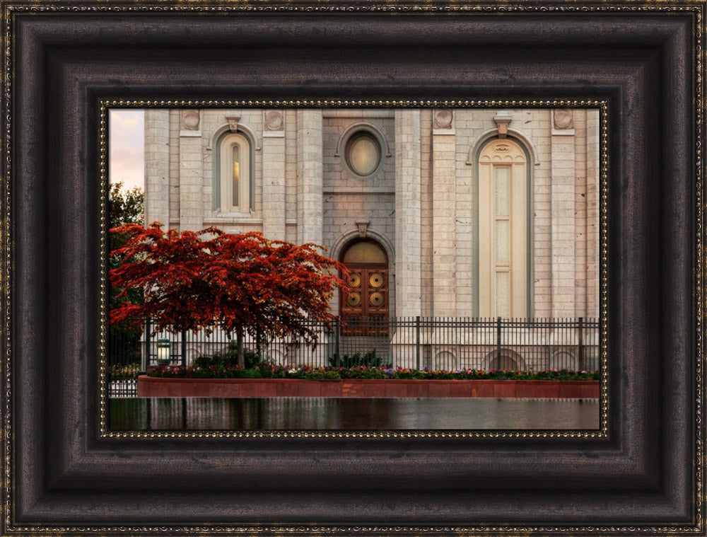 Salt Lake Temple - Fall Tree by Robert A Boyd