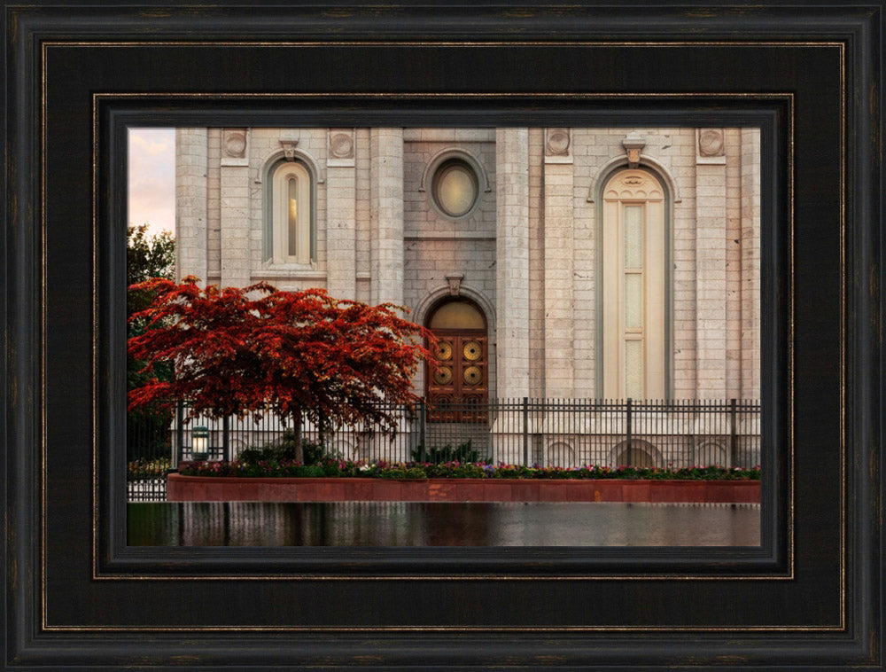 Salt Lake Temple - Fall Tree by Robert A Boyd