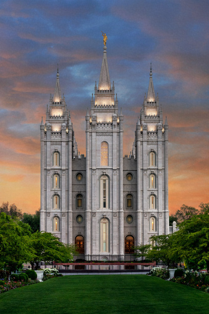 Salt Lake Temple - Orange Twilight by Robert A Boyd