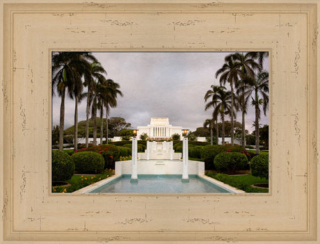 Laie Temple - Textured Sky by Robert A Boyd