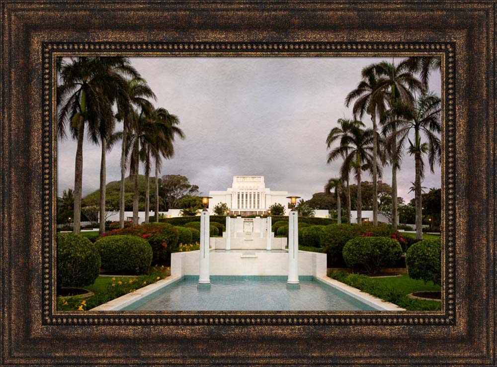 Laie Temple - Textured Sky by Robert A Boyd