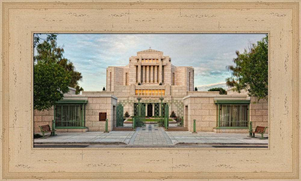 Cardston Temple - Gate Panoramic by Robert A Boyd