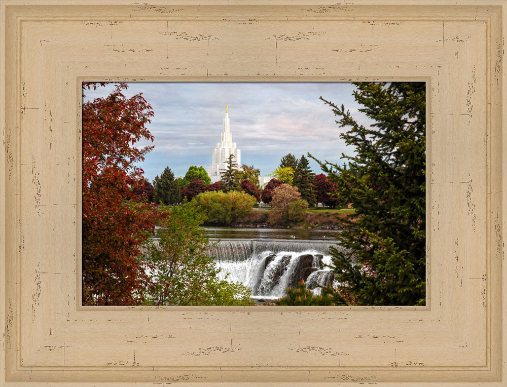 Idaho Falls Temple - Waterfall by Robert A Boyd