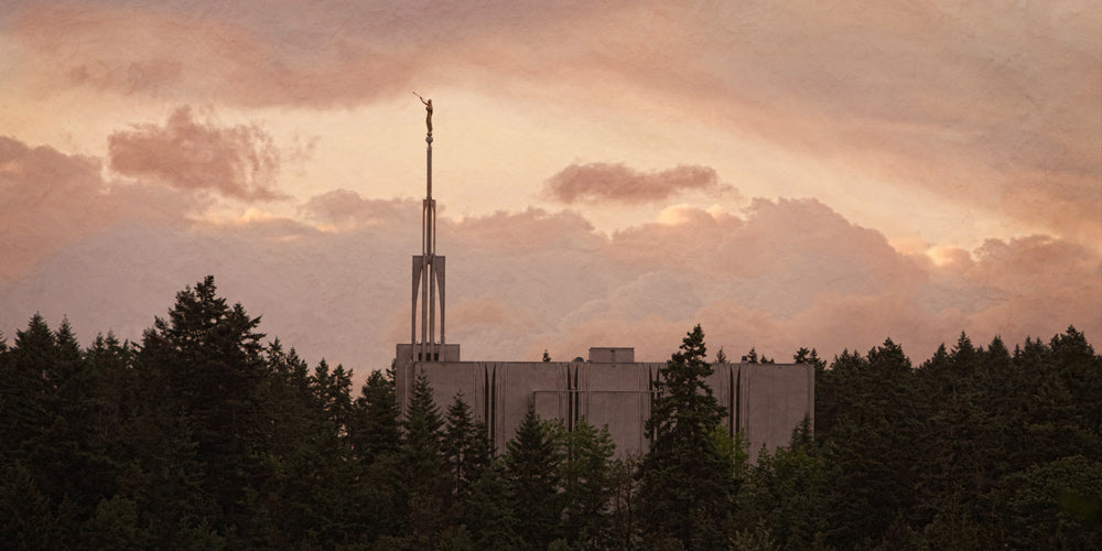 Seattle Temple - Sunset Panoramic by Robert A Boyd