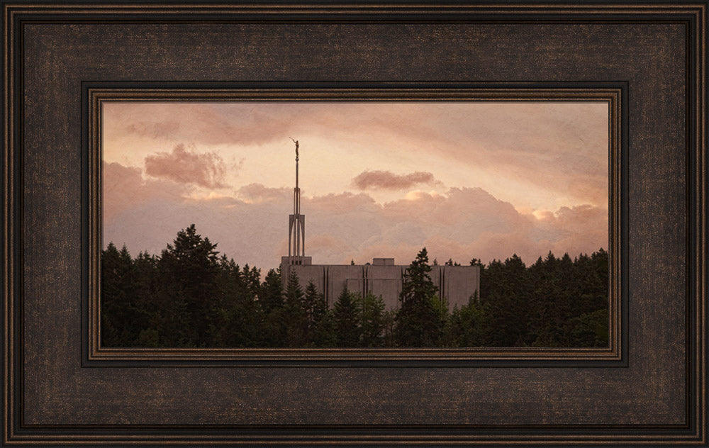 Seattle Temple - Sunset Panoramic by Robert A Boyd