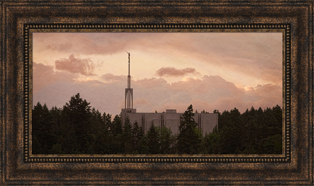 Seattle Temple - Sunset Panoramic by Robert A Boyd