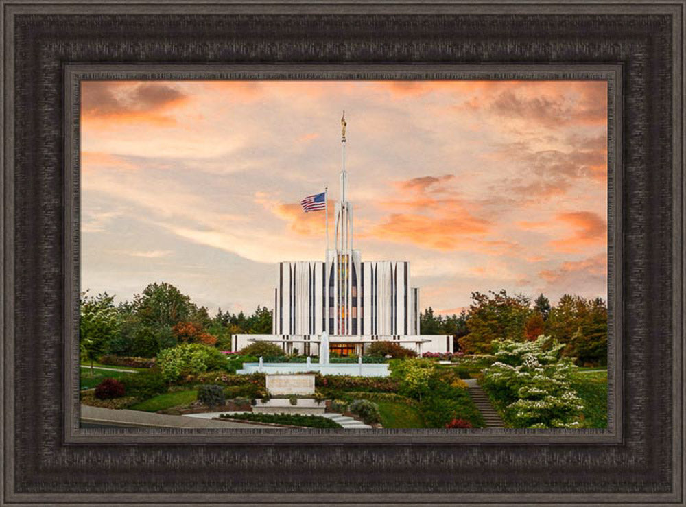 Seattle Temple - Sunset by Robert A Boyd