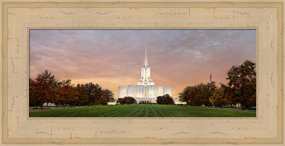 Jordan River Temple - Fall Sunset Panoramic by Robert A Boyd