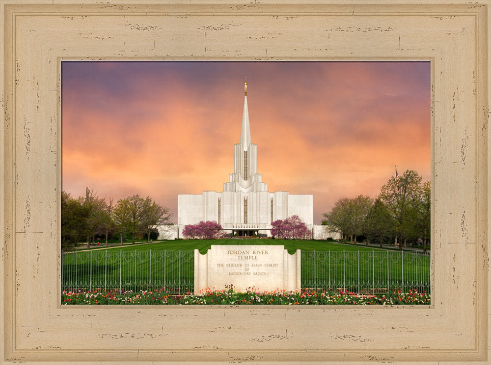 Jordan River Temple - Vibrant Sunrise Panoramic by Robert A Boyd