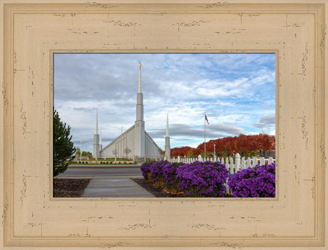 Boise Temple - Purple Flowers by Robert A Boyd