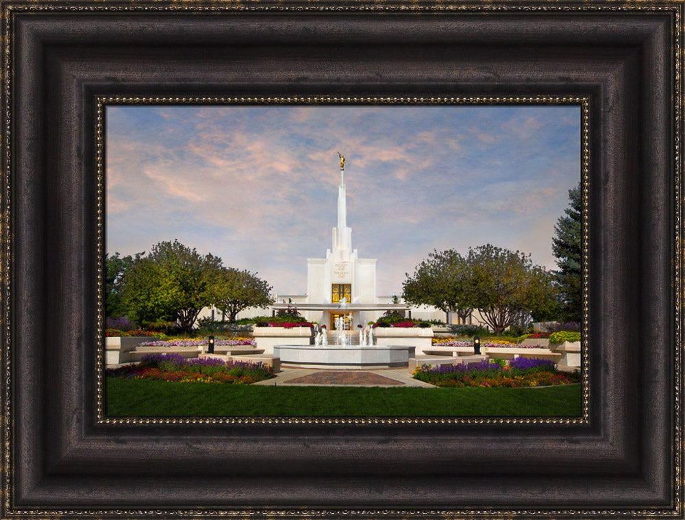 Denver Temple - Sunset by Robert A Boyd