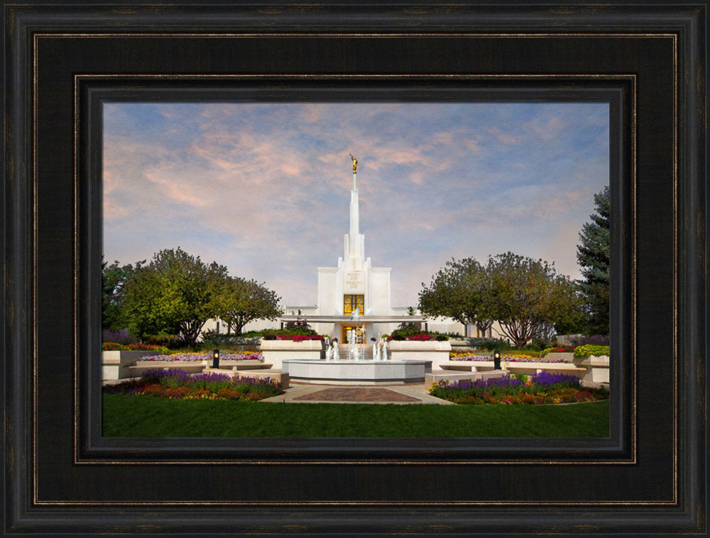 Denver Temple - Sunset by Robert A Boyd