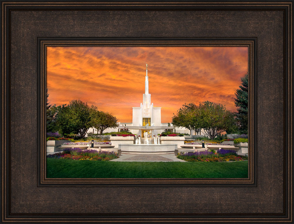 Denver Temple - Orange Sky by Robert A Boyd