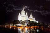 San Diego Temple - Rain Reflections by Robert A Boyd