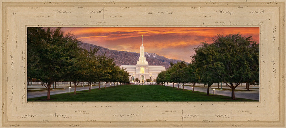 Mt Timpanogos Temple - Sunrise Wide Panoramic by Robert A Boyd