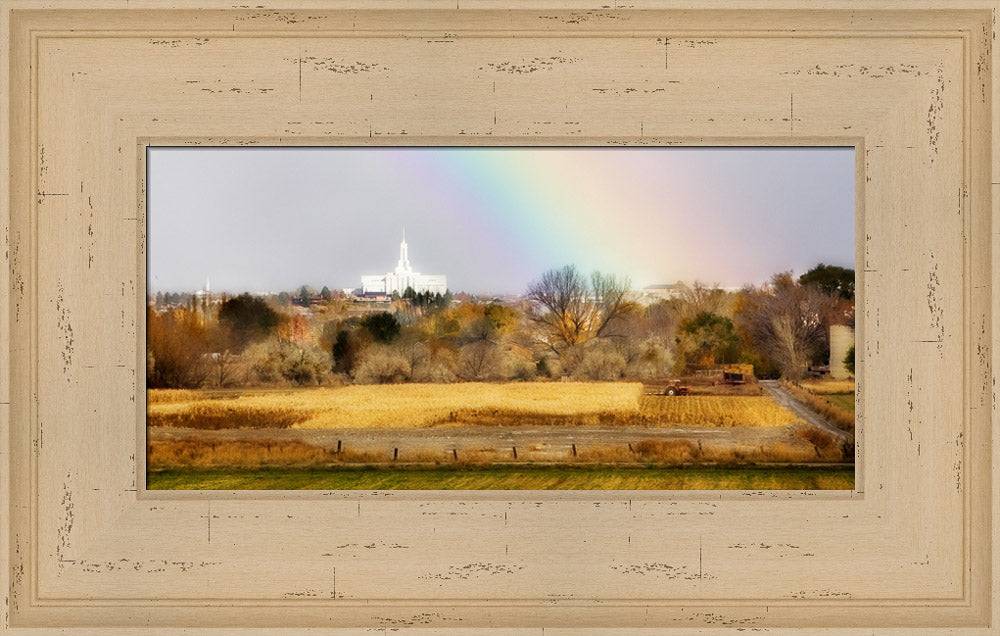 Mt Timpanogos Temple - Rainbow by Robert A Boyd