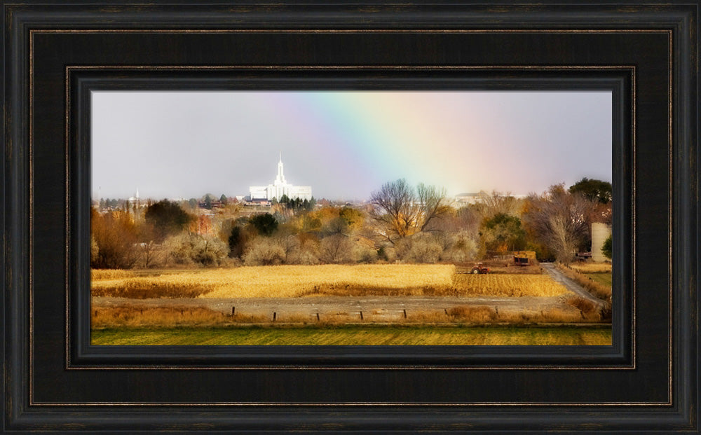 Mt Timpanogos Temple - Rainbow by Robert A Boyd