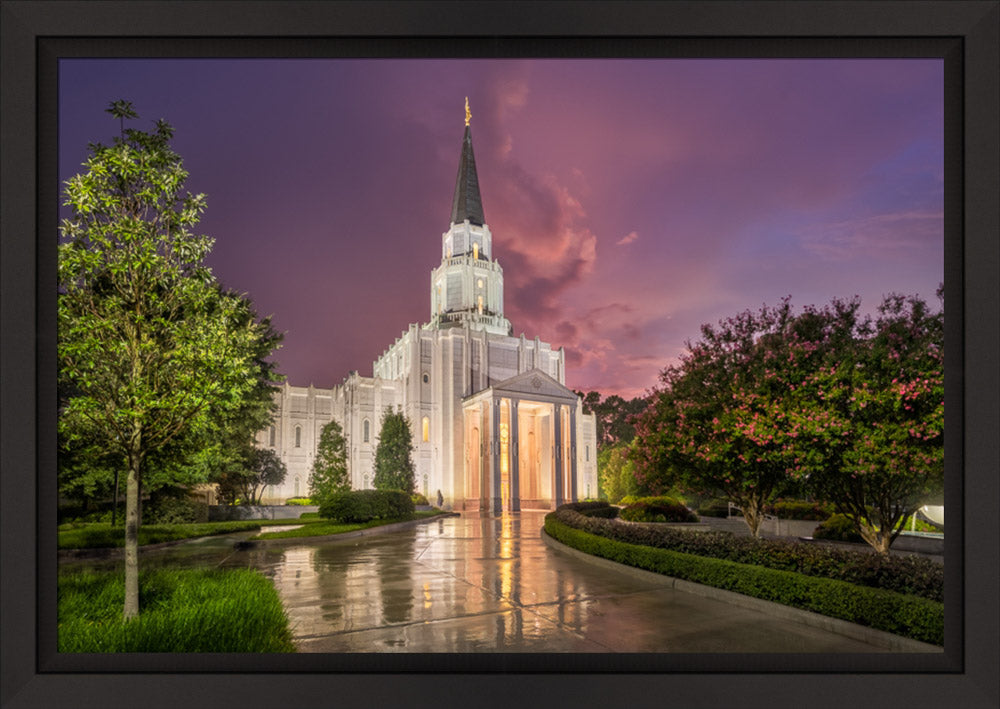 Houston Temple - Purple Sunset by Robert A Boyd